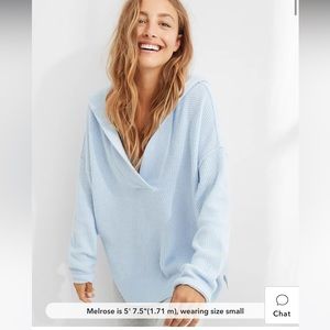 Aerie Cozy-Up Waffle Sweater Hoodie